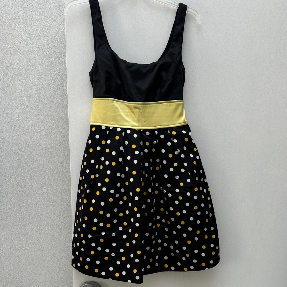 Stylish Black and Yellow Polka Dot Jr Homecoming Dress